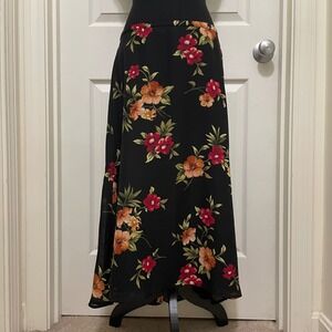 Studio by Liz Claiborne Hi Low Midi Skirt Chiffon Lined Floral Fall Autumn Sz 10